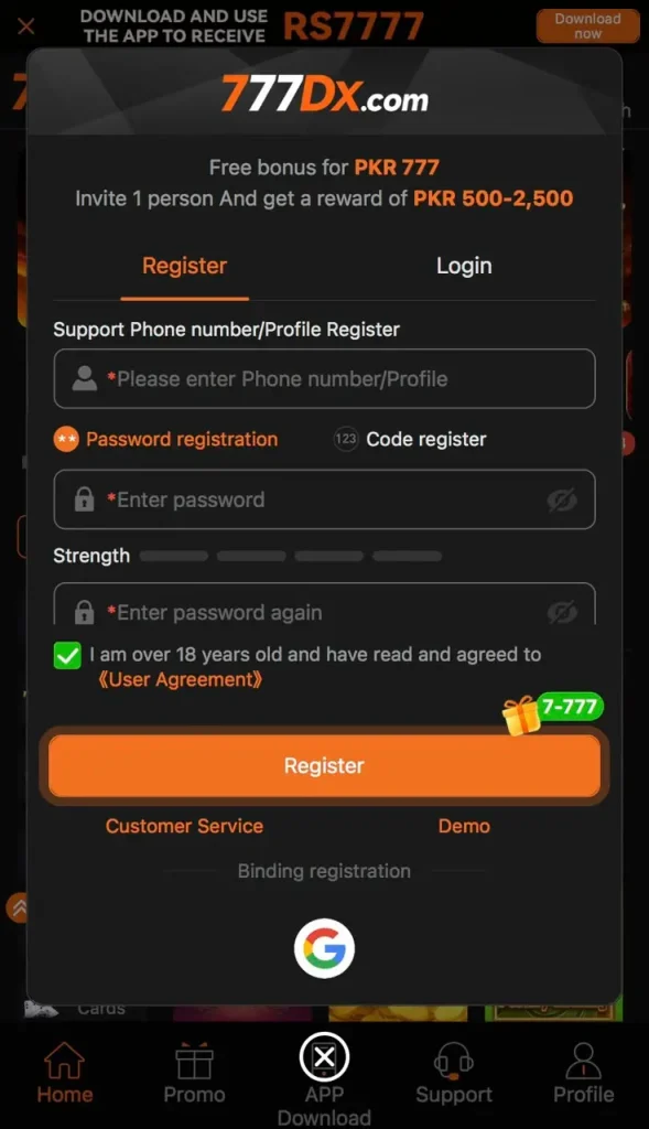 777dx register